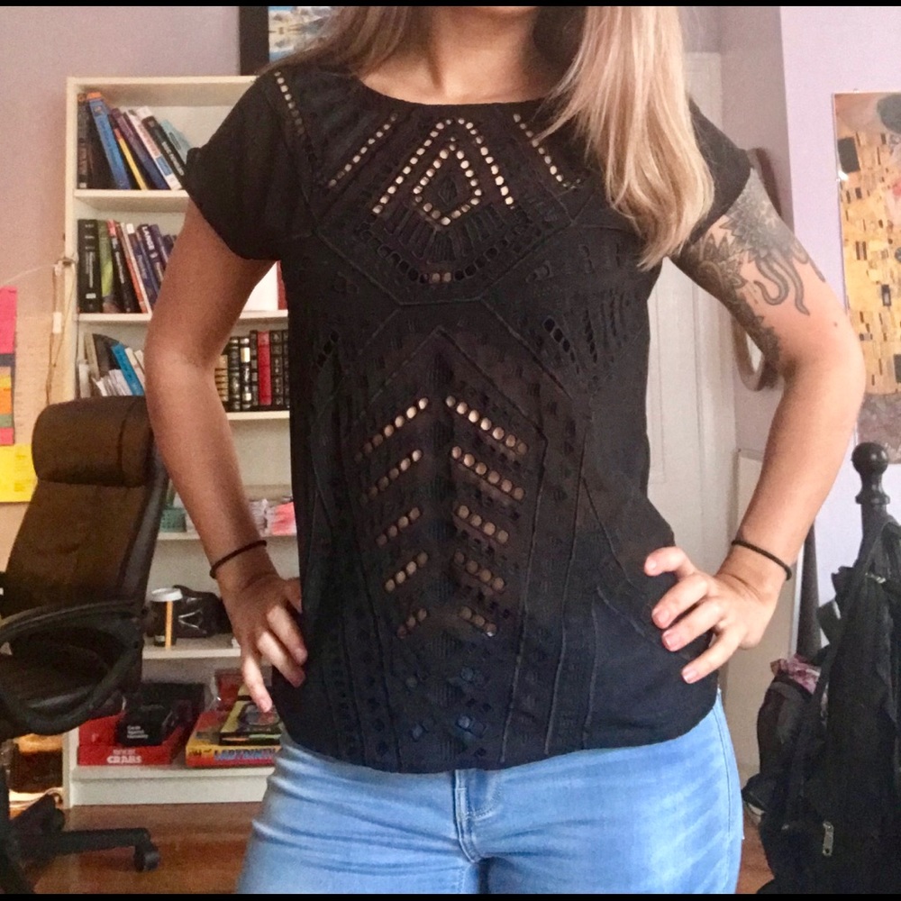 H&M black sheer design top